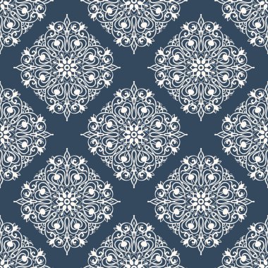 Mavi ve beyaz simetrik seamless modeli