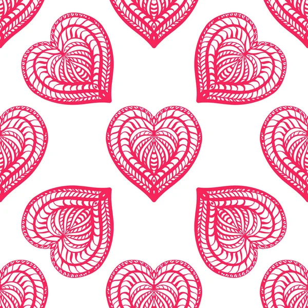 Patrón sin costuras con corazones rosados — Vector de stock