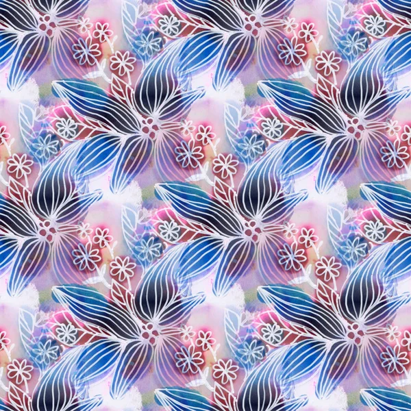 Pattern with watercolor flowers — Stock Photo, Image