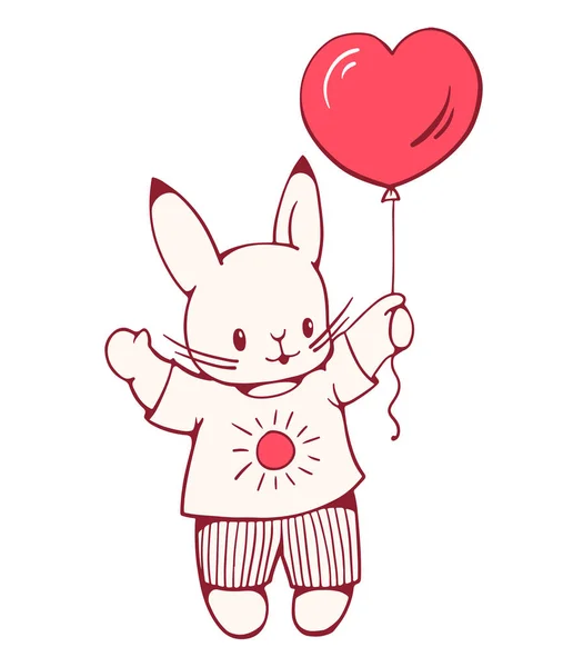 Dibujos animados Bunny con globo — Vector de stock