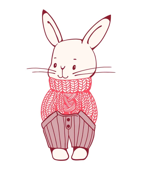 Bunny cartoon in gebreide trui — Stockvector