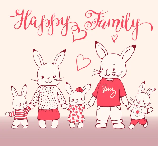 Dibujos animados Bunnies familia — Archivo Imágenes Vectoriales