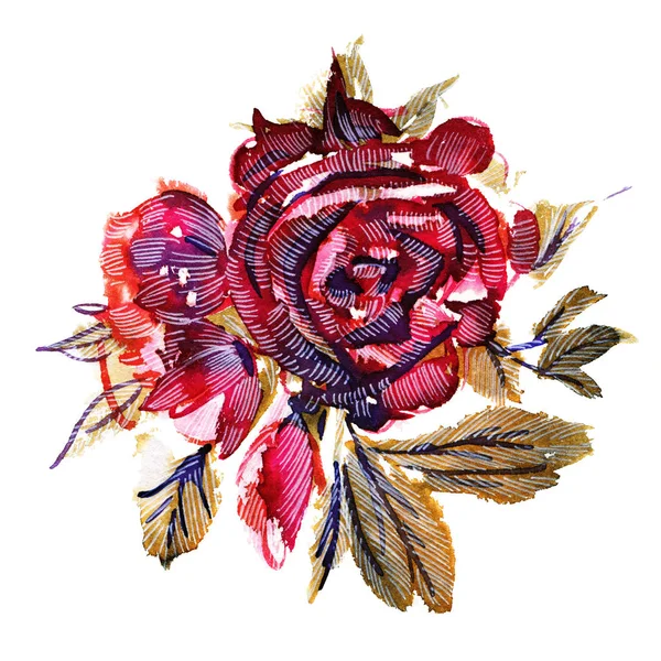 Акварельные розовые цветы — стоковое фото
