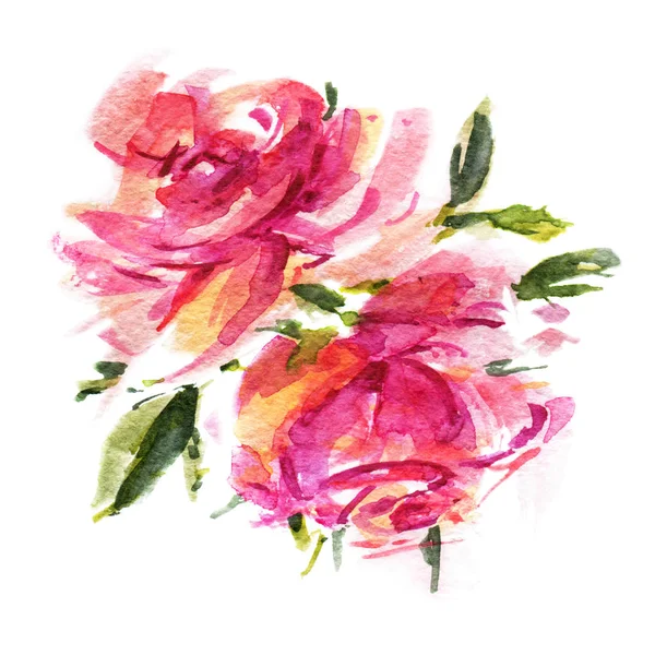 Akwarela róża kwiaty — Zdjęcie stockowe