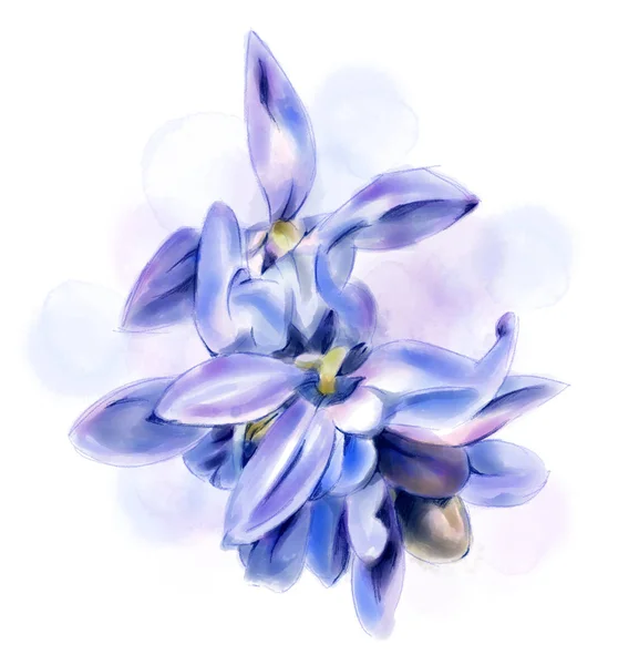 Acuarela azul flores — Foto de Stock