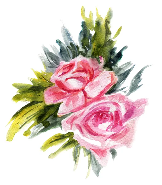 Akvarel růže květiny — Stock fotografie