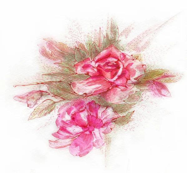 수채화 꽃 — 스톡 사진