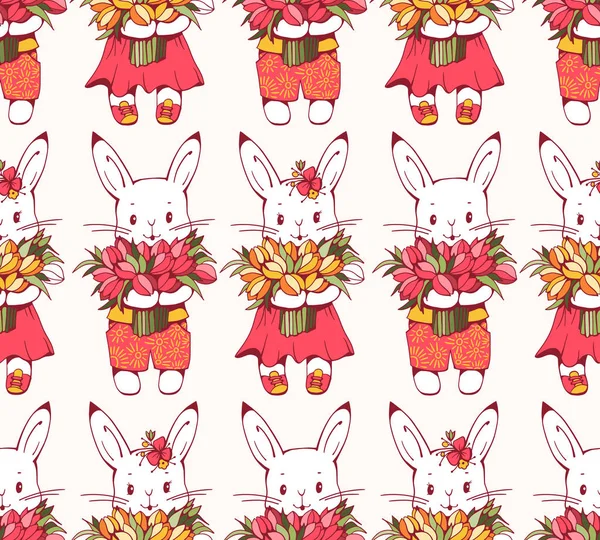 Bunnies seamless pattern — Stock Vector