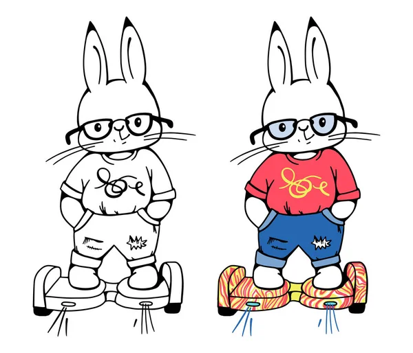 Dibujos animados Bunny en girometro — Vector de stock