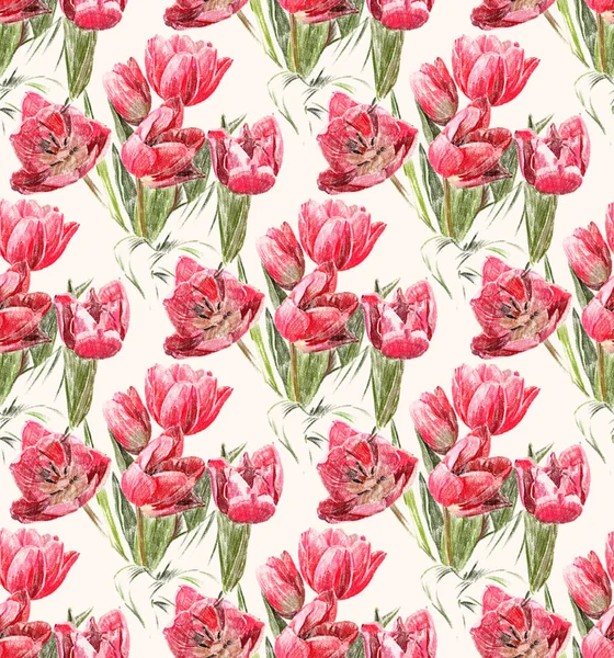 Patrón de tulipanes rojos —  Fotos de Stock