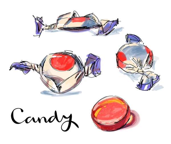 Acuarela Boceto de caramelos — Vector de stock