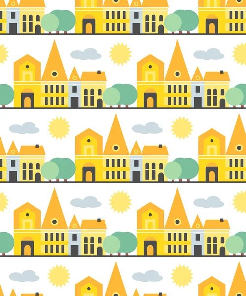 Seamless pattern with town houses — Stock Vector