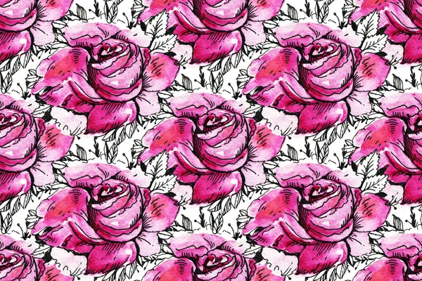 Watercolor roses pattern