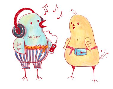 kuşlar doodle tarzı