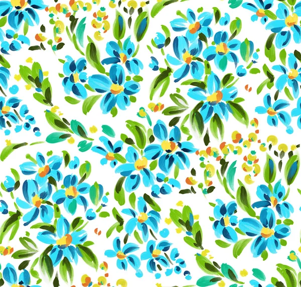 Blauwe bloemen in aquarel — Stockfoto