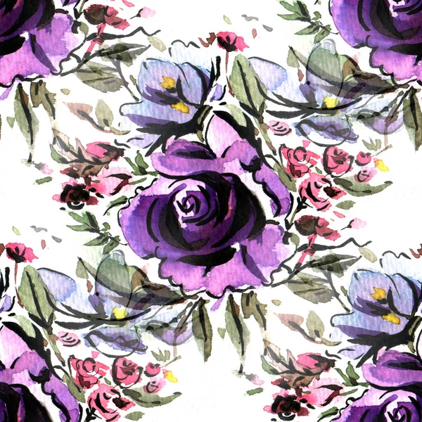 紫とすみれ色の花のパターン — ストック写真