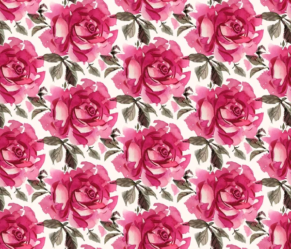 Modello di rose rosa in acquerello — Foto Stock
