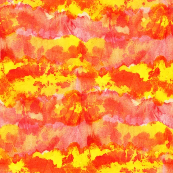 Seamless Tie Dye Pattern Red Yellow Color White Silk Hand Stock Photo