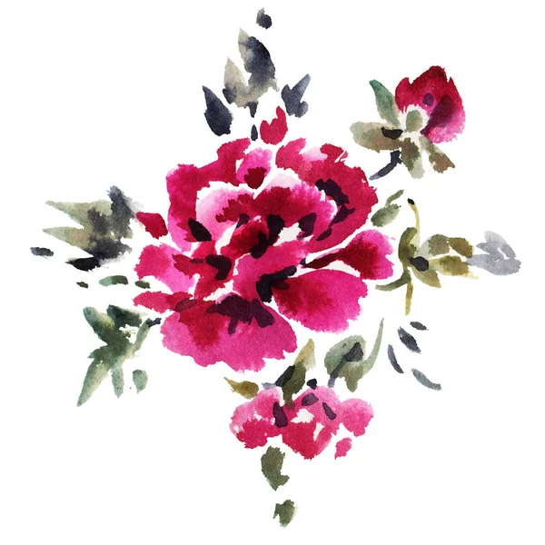 Rosa Aquarellblumen — Stockfoto