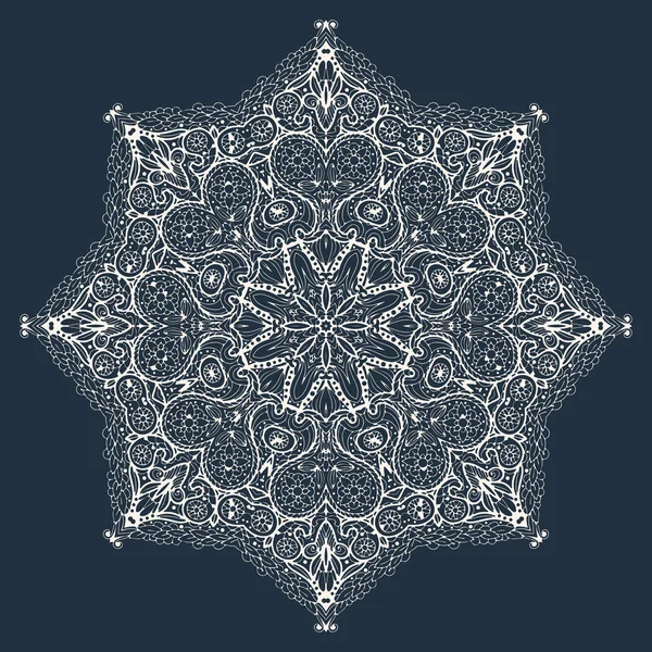 Mandala blanco sobre negro — Archivo Imágenes Vectoriales