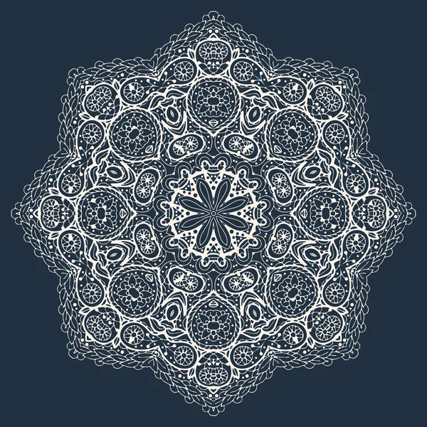 Weißes Mandala auf schwarz — Stockvektor