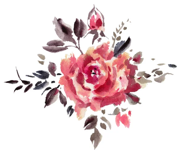 Aquarell Rosenblüte — Stockfoto