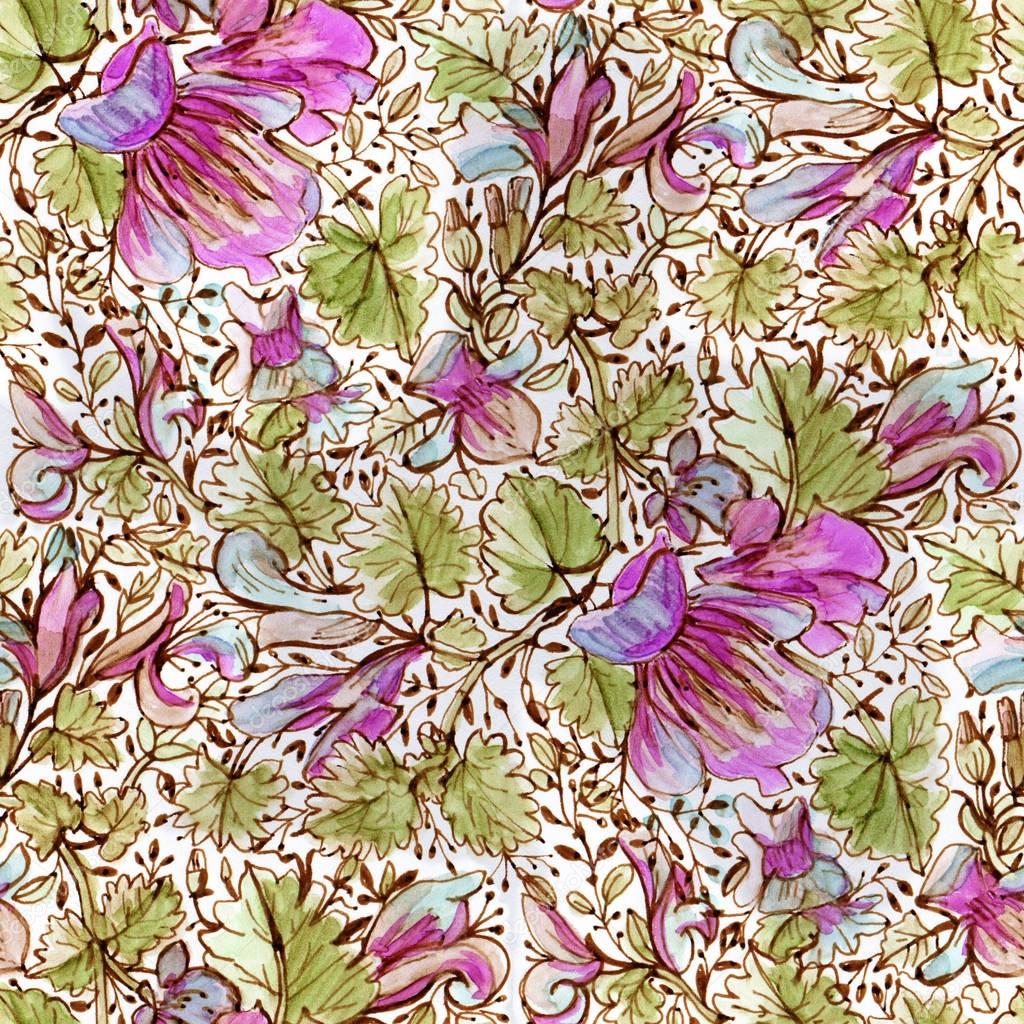 Watercolor flowers pattern 