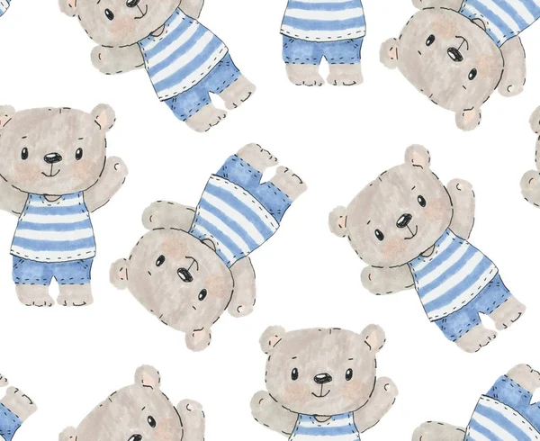 pattern with funny cartoon Teddy bears