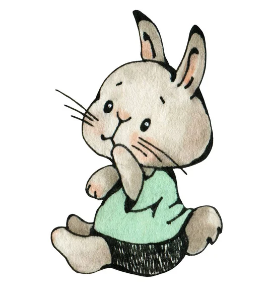 Disegno ad acquerello di un coniglietto carino — Foto Stock