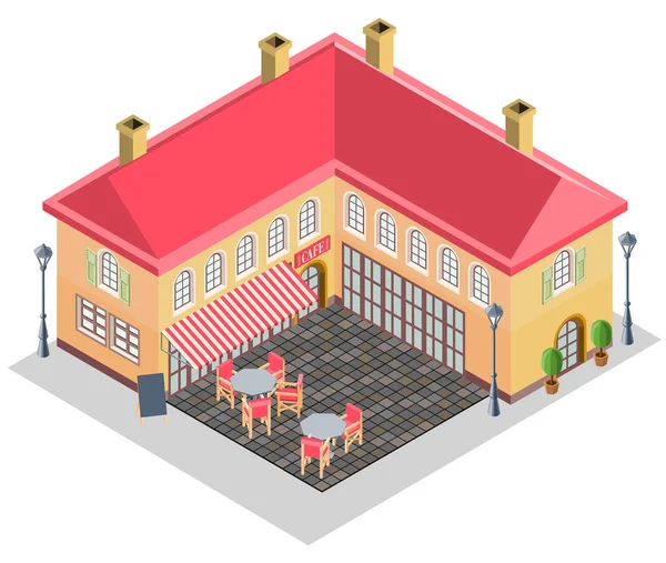 Casa e rua café —  Vetores de Stock
