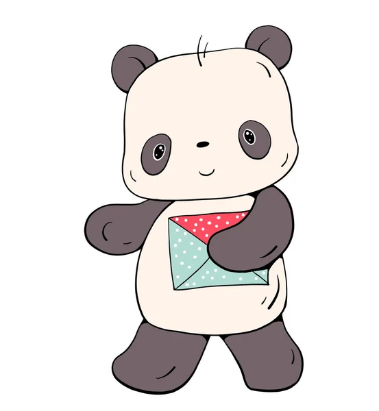 Sød lille Panda med brevet – Stock-vektor