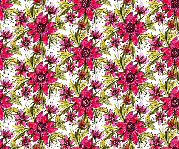 Watercolor flowers pattern — Stock Photo, Image