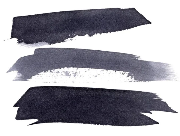 Tre mörka grå akvarell fläckar — Stockfoto