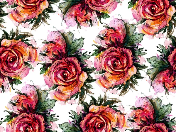 Watercolor roses pattern — Stock Photo, Image