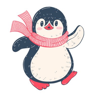  bir eşarp karikatür penguen