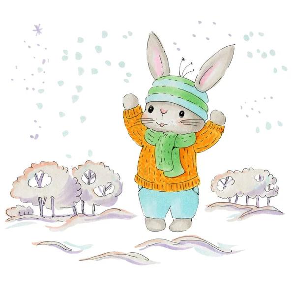 Cute Bunny in winter — Stock Image Cute Bunny in winter Stock Photo