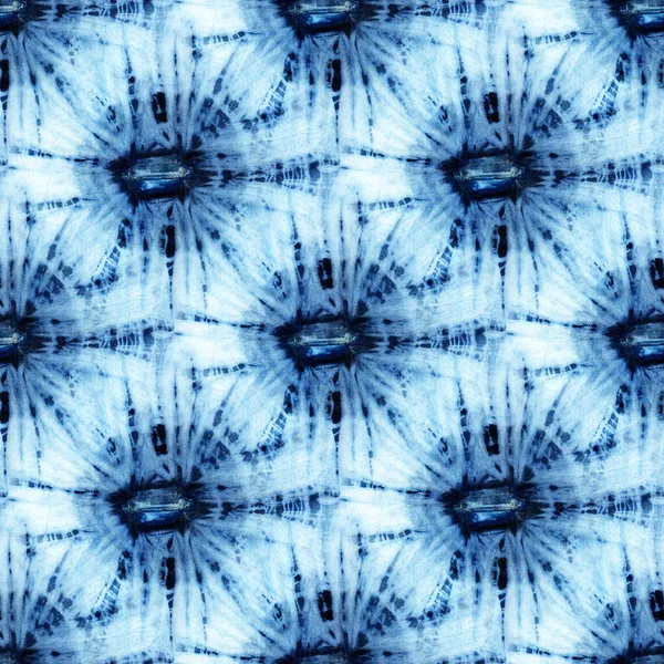 Seamless Tie Dye Pattern Indigo Color White Silk Hand Painting — Stock Photo, Image