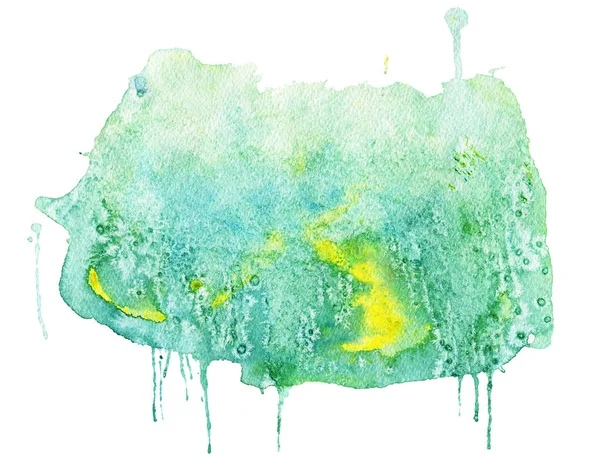 Gröna Och Gula Akvarell Spot Isolerad Vit Bakgrund Handritade Illustration — Stockfoto