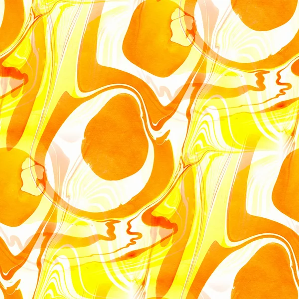 Abstraktes Nahtloses Muster Mit Gelben Und Orangen Aquarellflecken Handgezeichnete Illustration — Stockfoto