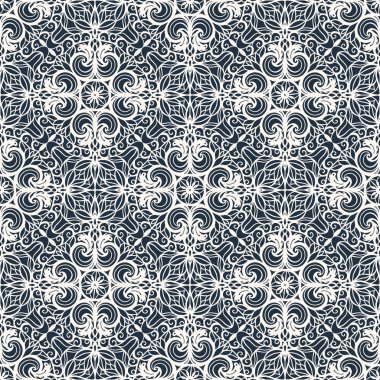 Siyah ve beyaz çiçek ve geometrik süsleme bir retro tarzı ile seamless modeli. Vektör çizim