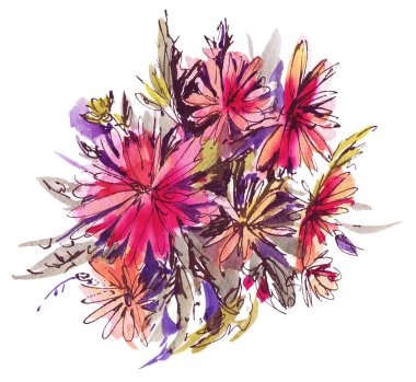 Suluboya çiçekleri