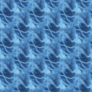 Beyaz ipeğin üzerindeki çivit rengi kusursuz kravat boyası deseni. El boyası kumaşlar - nodüler batik. Shibori boyaması.. 