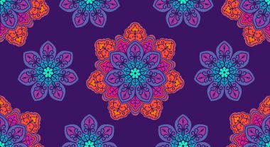 Dekoratif daireler ve mandala tarzında kusursuz desenler. Vektör illüstrasyonu.