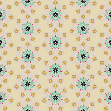 Dekoratif daireler ve mandala tarzında kusursuz desenler. Vektör illüstrasyonu.