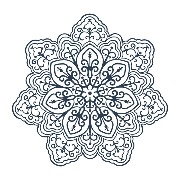 Mandala Monocromatico Isolato Sfondo Bianco Illustrazione Disegnata Mano Vettore — Vettoriale Stock