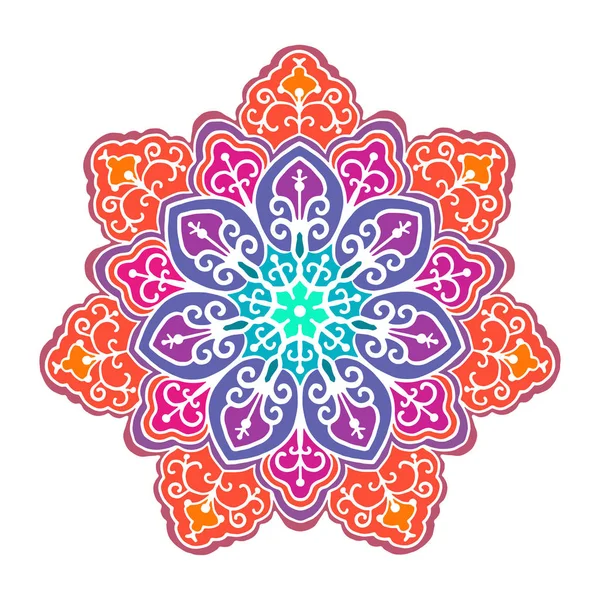 Mandala Multicolor Aislado Sobre Fondo Blanco Ilustración Hecha Mano Vector — Vector de stock