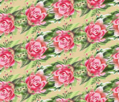 suluboya gül ile Seamless Modeli