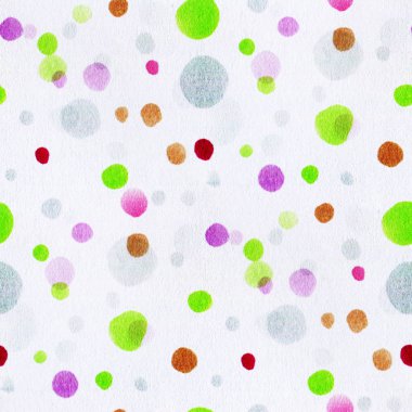 Seamless pattern with bright watercolor circles.    Hand-drawn illustration. 