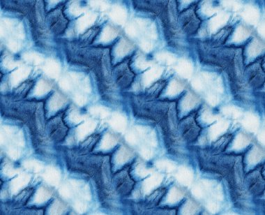 Beyaz ipeğin üzerindeki çivit rengi kusursuz kravat boyası deseni. El boyası kumaşlar - nodüler batik. Shibori boyaması.. 
