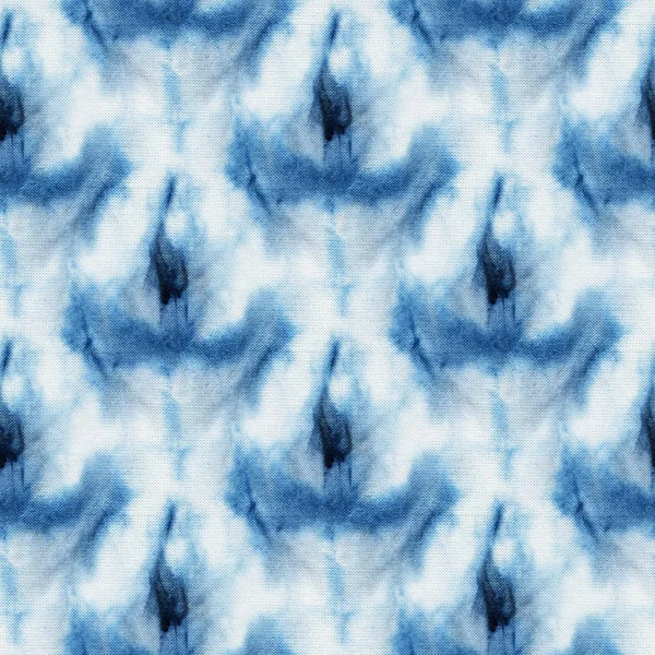 Seamless Tie Dye Pattern Indigo Color White Silk Hand Painting — Stock Photo, Image